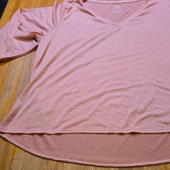 Jennifer‎ Lauren Plus XL Solid Blush Pink V-Neck 3/4 Sleeve Pullover Blouse - Picture 4 of 8